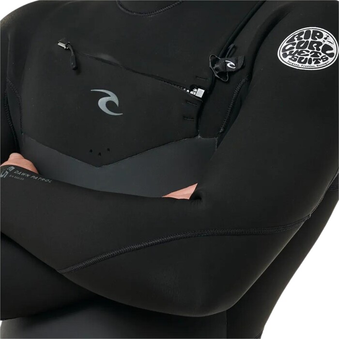 2024 Rip Curl Mens Dawn Patrol 6/4mm Hooded Chest Zip Wetsuit 154MFS - Black